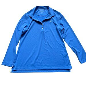 Peter Millar Size M Blue UPF 50+ Protection Golf Outdoor Long Sleeve Polo Shirt